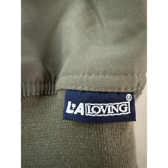 Men's LA Loving Windbreaker Jacket Olive Green Pullover Golf Mesh Lined Logo L - Picture 14 of 16